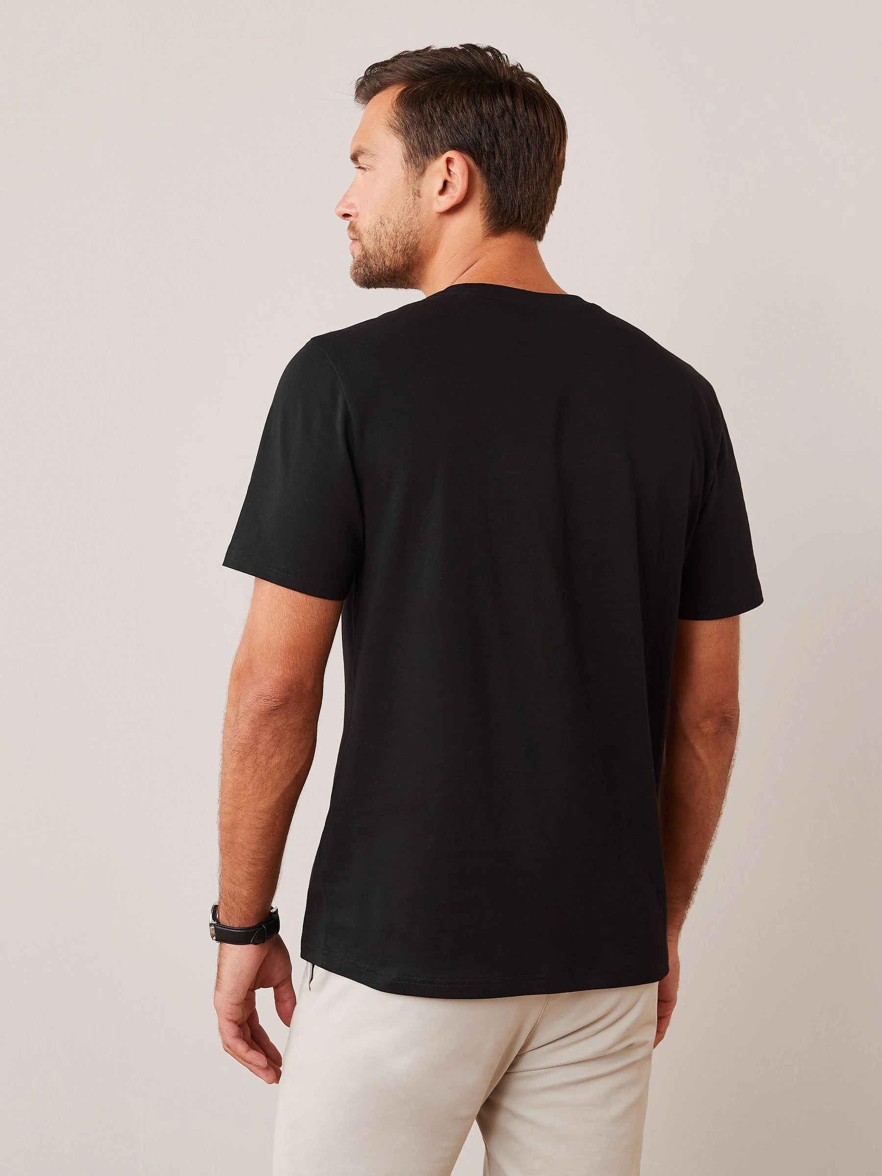 Zwart - Normale Pasvorm - Essentieel katoenen T-shirt met ronde hals