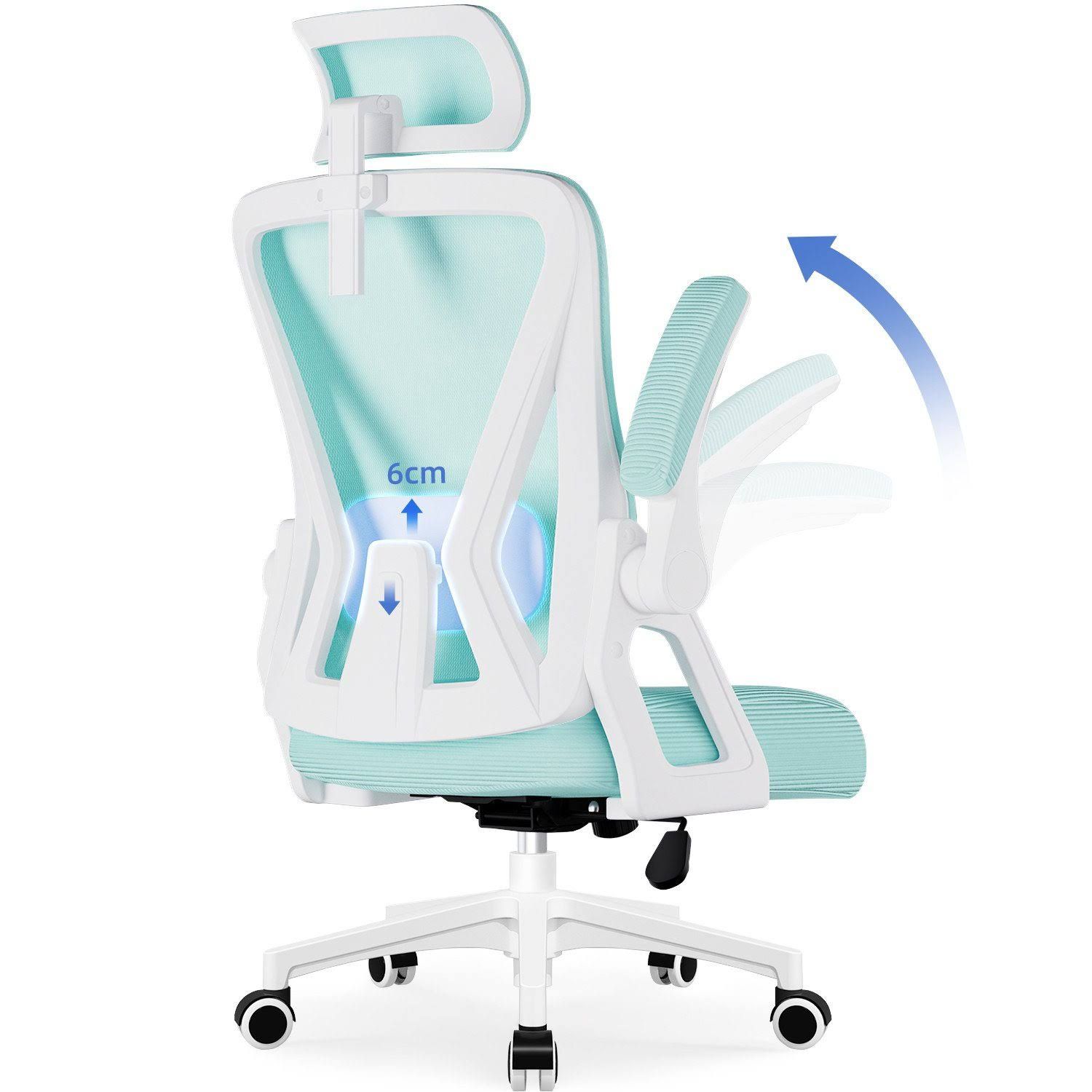 Adormii Bürostuhl Ergonomischer Bürostuhl mit klappbaren Armlehnen und