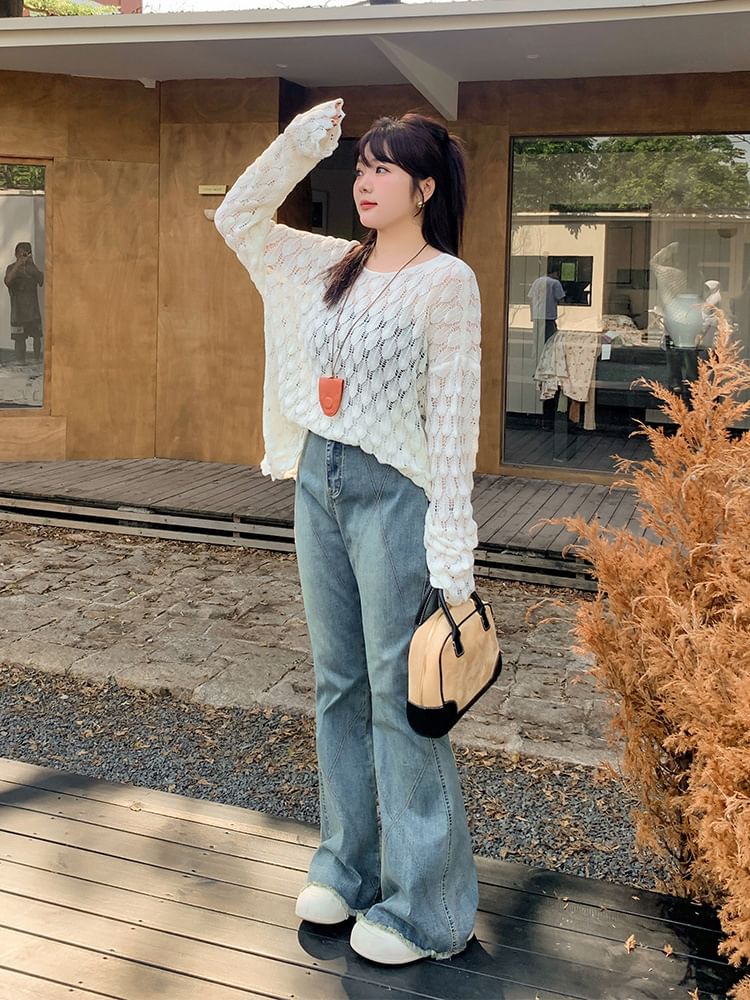 Ashteroid - High Waist Washed Flared Jeans