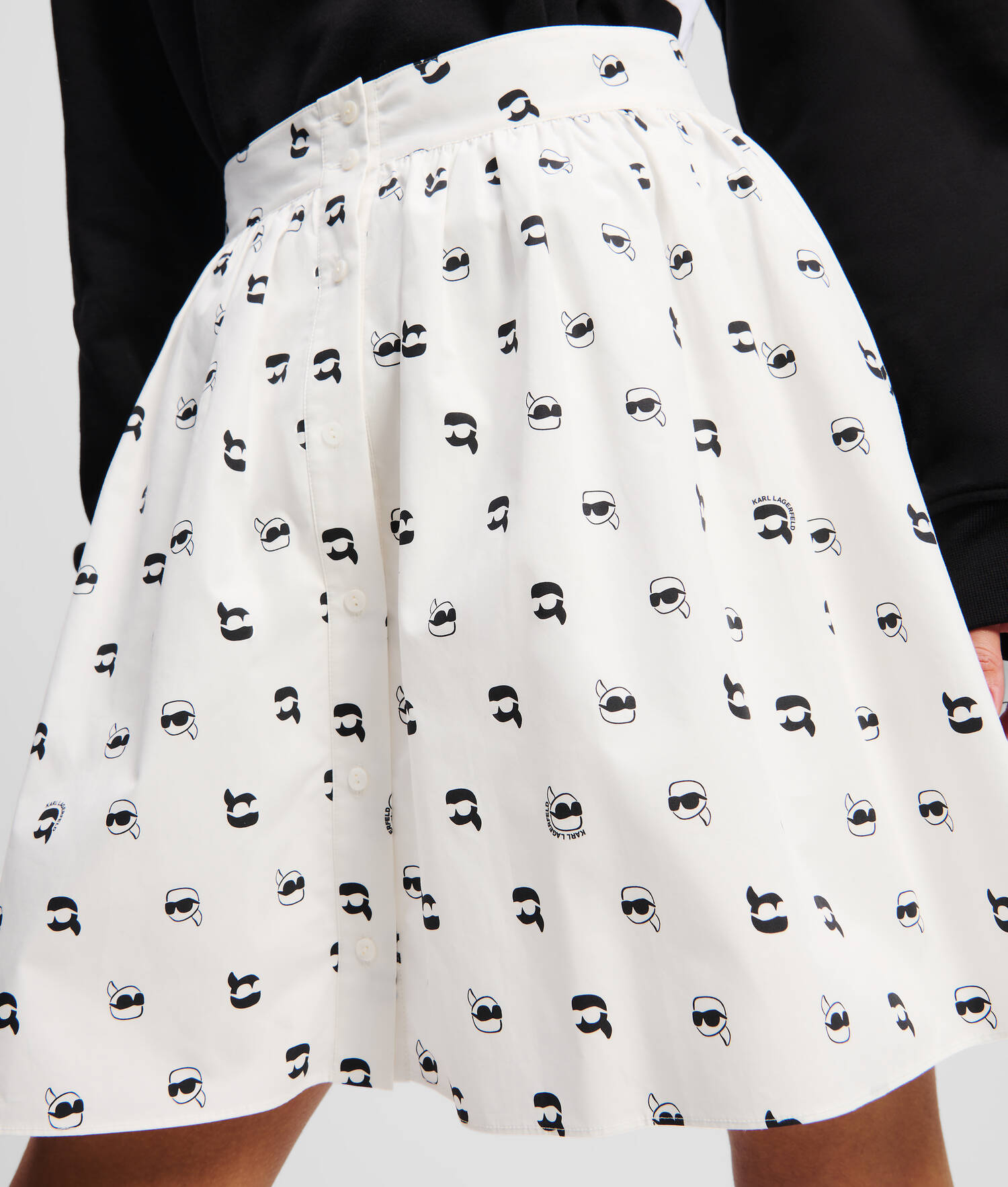 JUPE À IMPRESSION IKON INTÉGRALE - All Over Dot Print Blanc-Noir