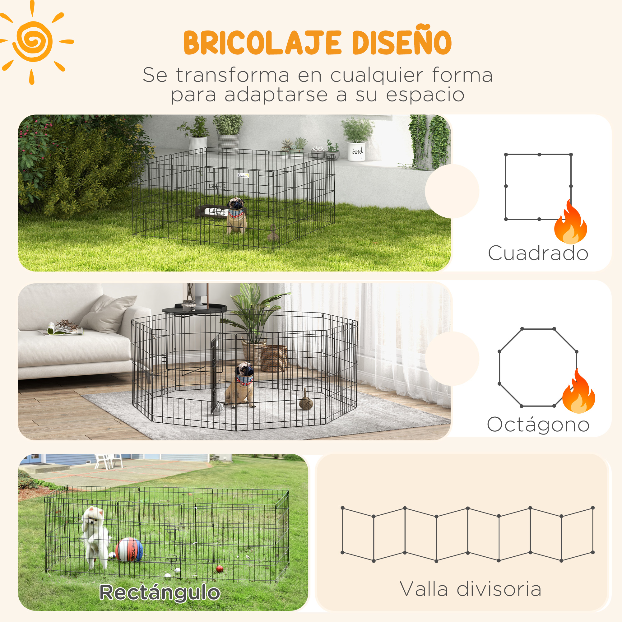 Parque para cães PawHut, preto