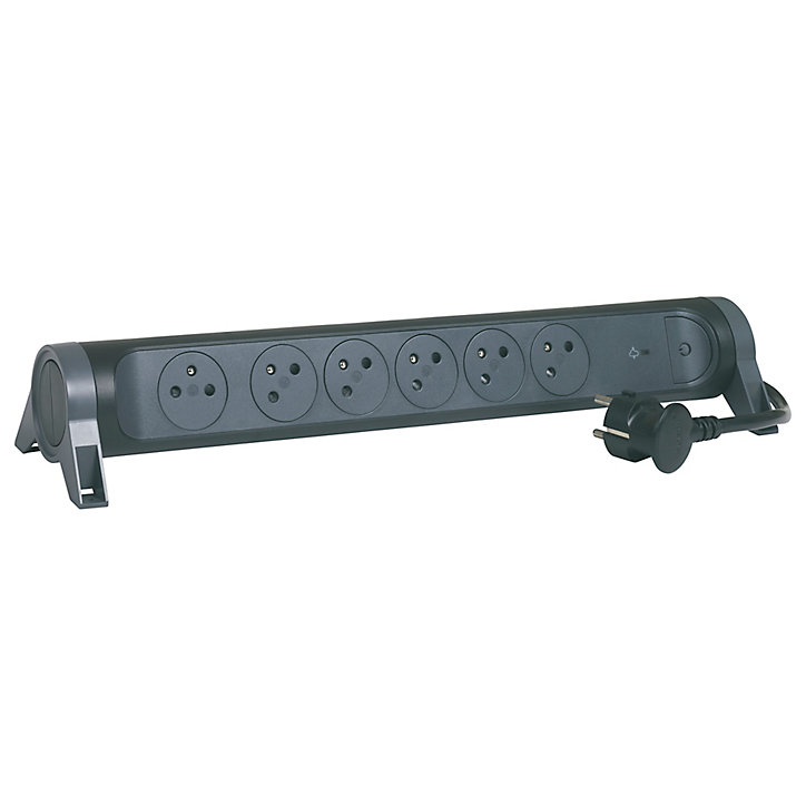 Multiprise parafoudre 6 prises Legrand noir et gris 1.5 m