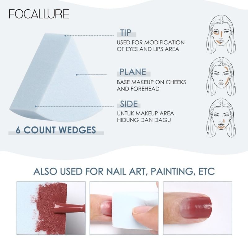 FOCALLURE - Match Max Make Up Sponge - 6 stuks wigjes
