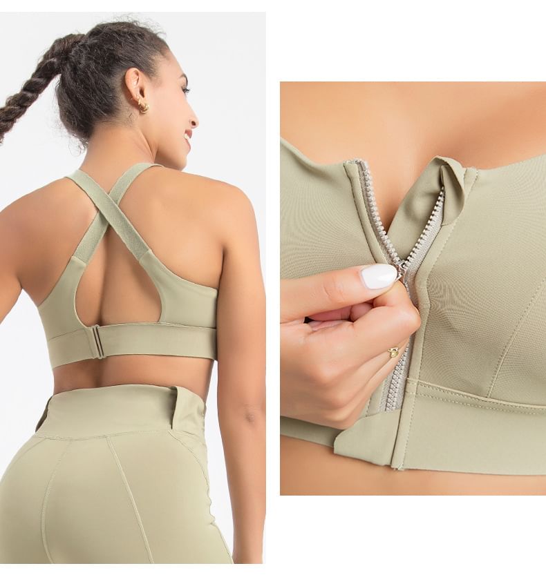 Orfayus - Halter sportbeha met ritsdetail