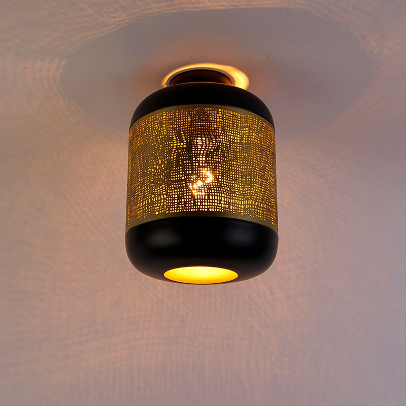 Vintage plafondlamp zwart met messing - Kayleigh
