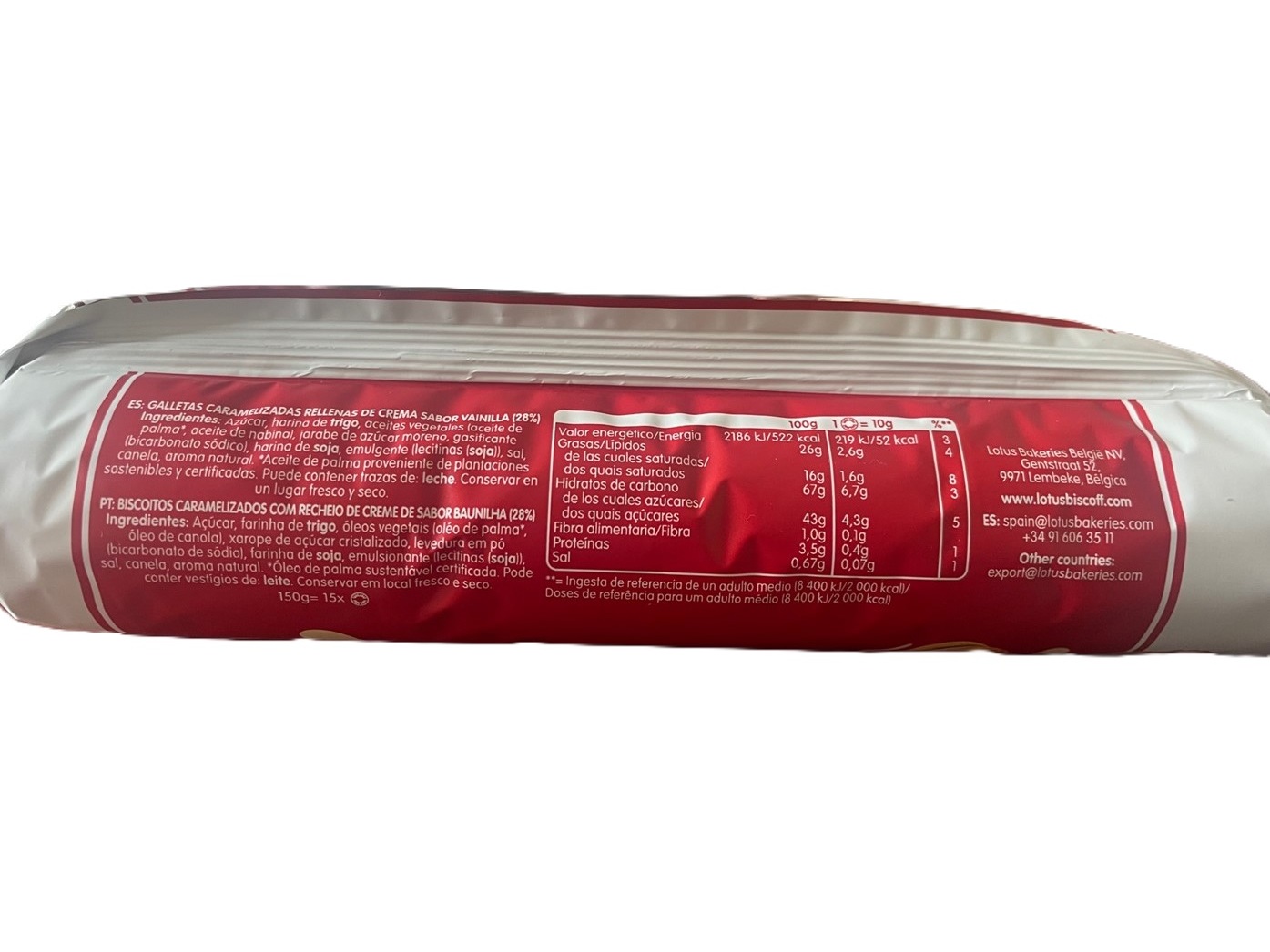 BOLACHA LOTUS BISCOFF RECHEIO BAUNILHA 150G