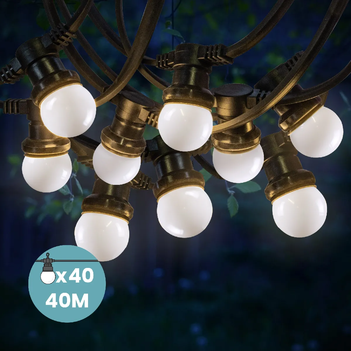Skylanterne Kit Guirlande Guinguette - 40 m - Blanc
