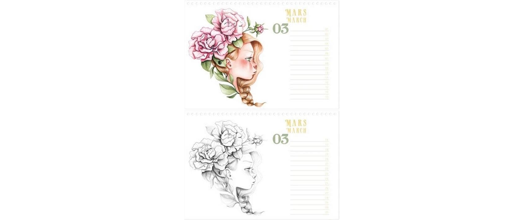 Dauerkalender Wild A4, 24 BlattKalender zum Ausmalen