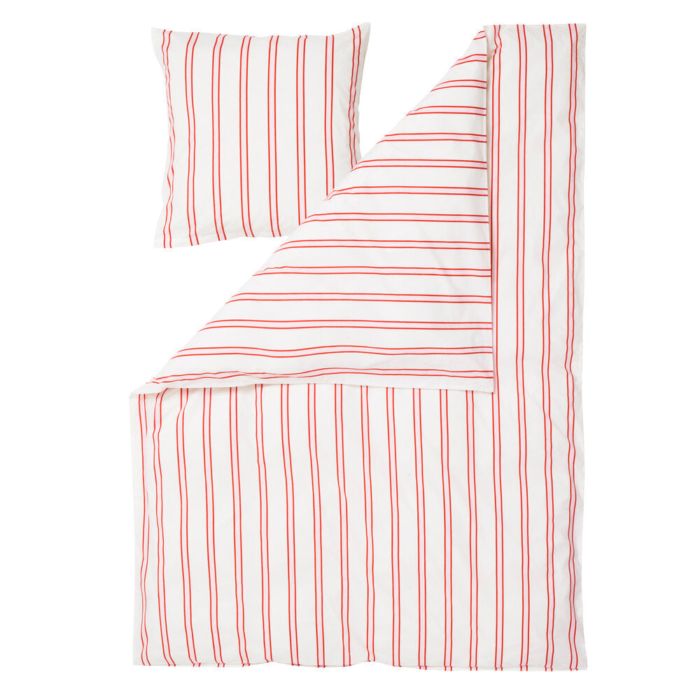Bahne Interior  Pin Stripe Double sengesæt - rød/rosa