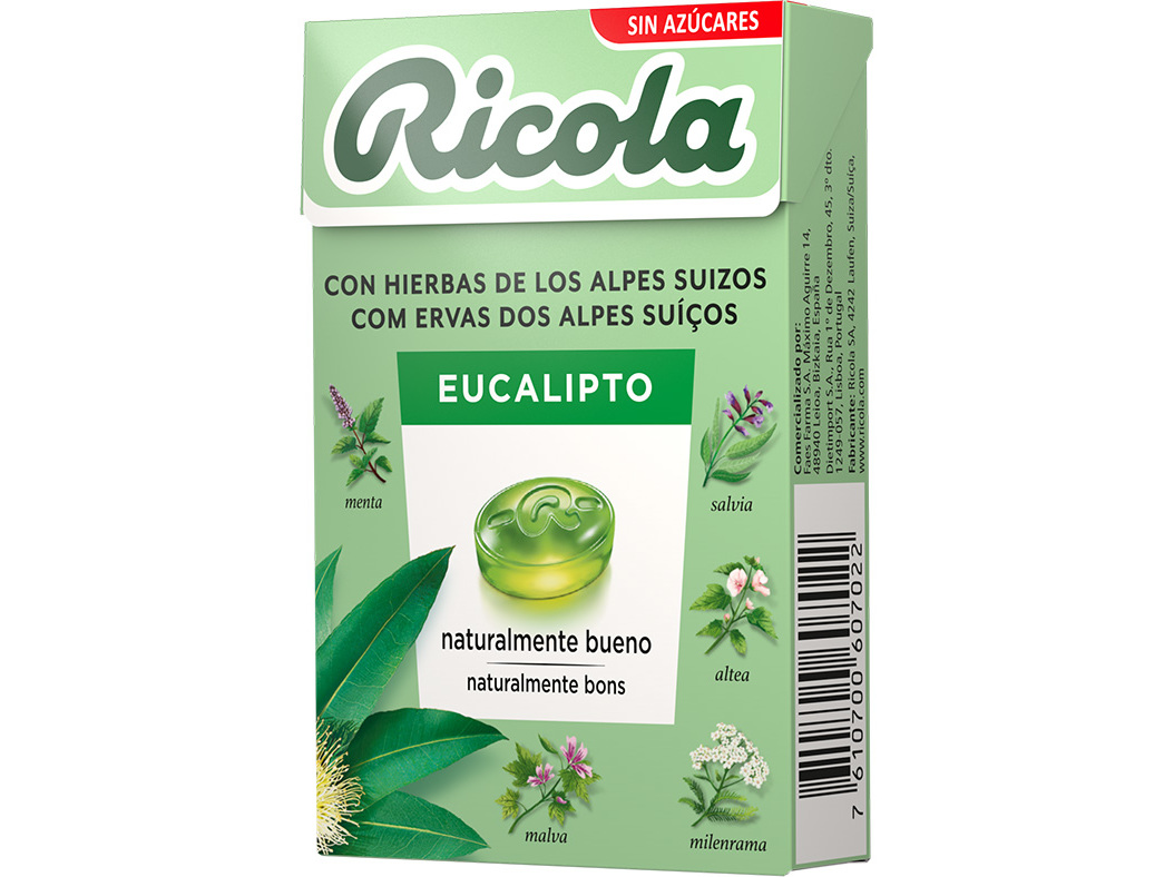 REBUÇADOS RICOLA SEM AÇÚCAR EUCALIPTO 50G