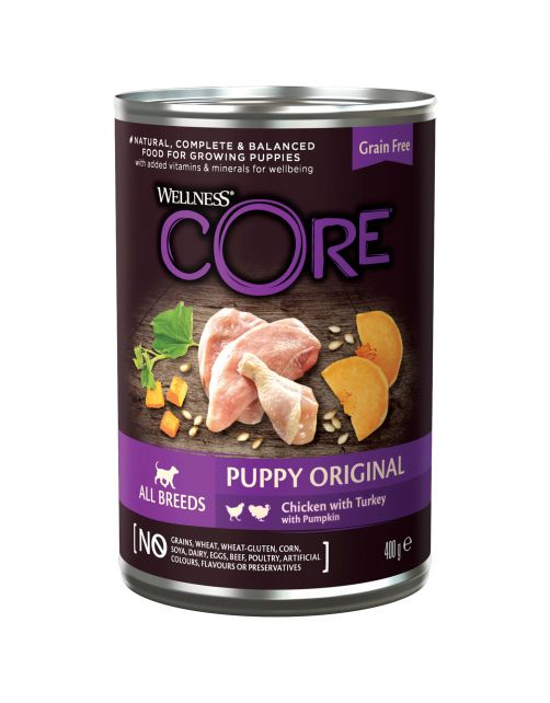 Wellness Core Grain Free 95 Puppy - Hondenvoer - Kip Kalkoen Pompoen 400 g