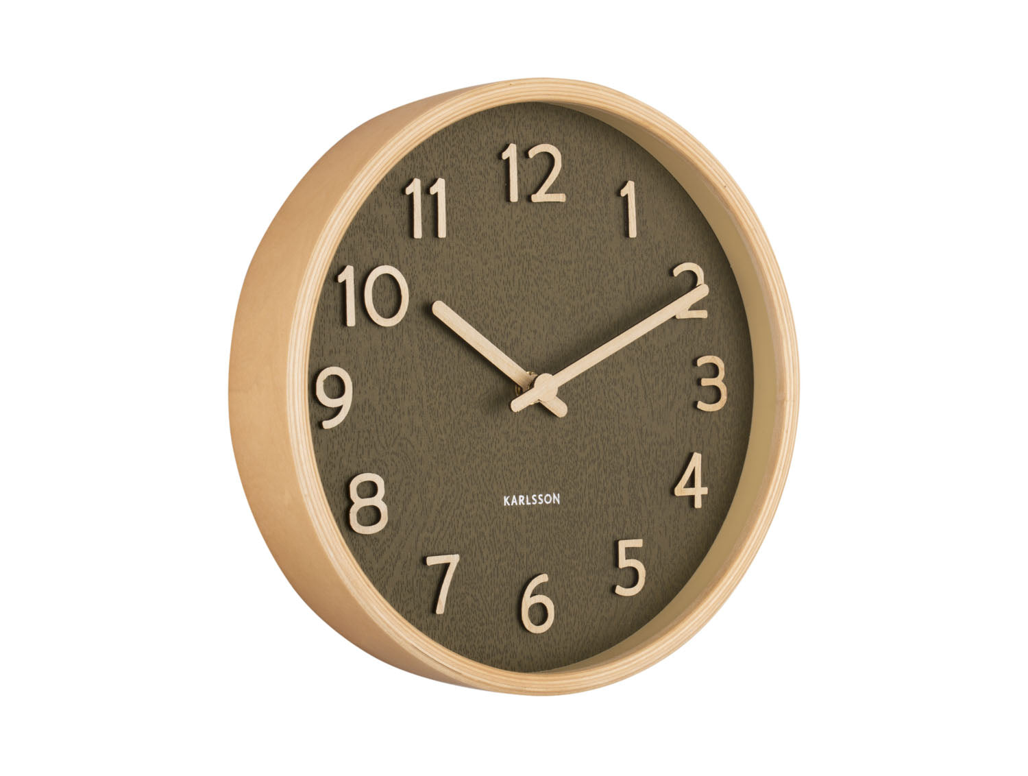 Karlsson - Wall clock Pure wood grain small moss green