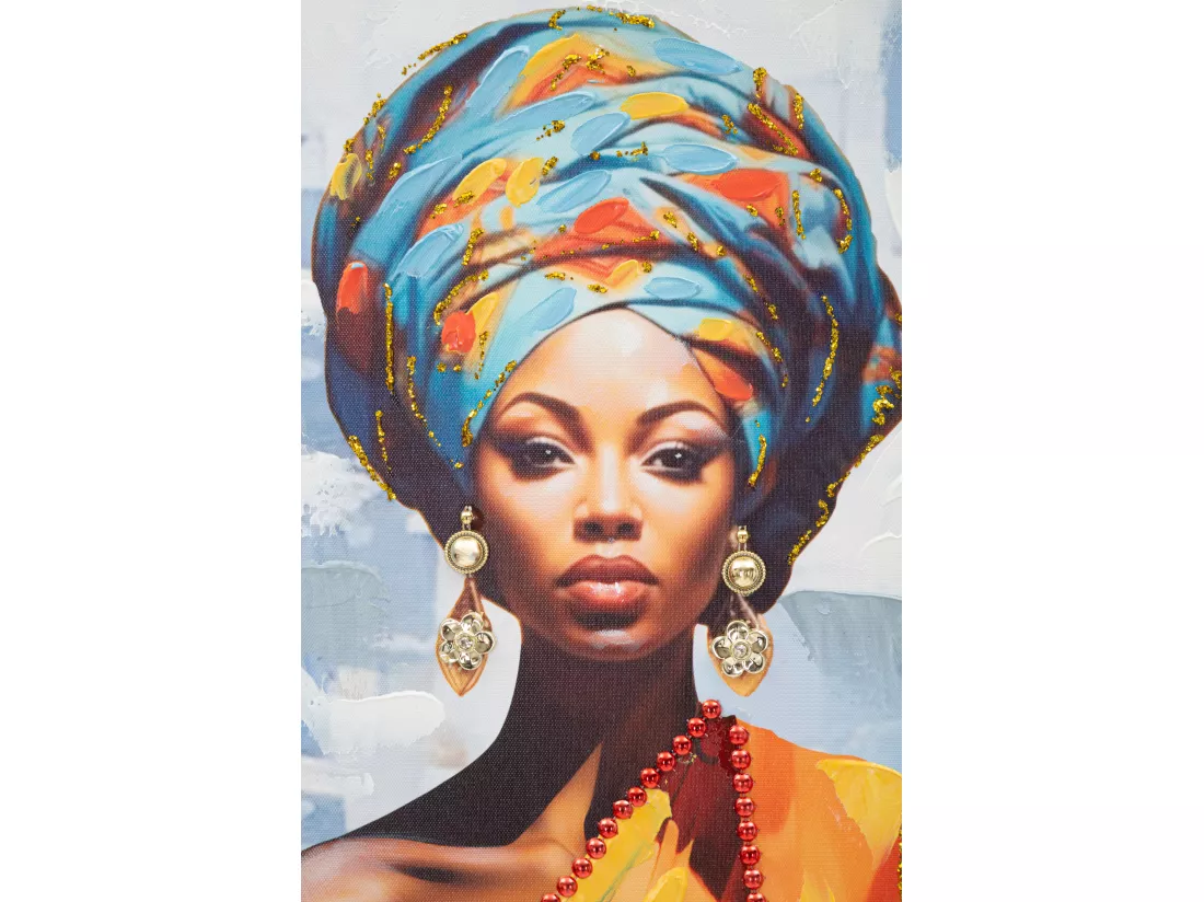 Peinture de femme multicolore sur toile avec cadre 52x4,5x152 cm