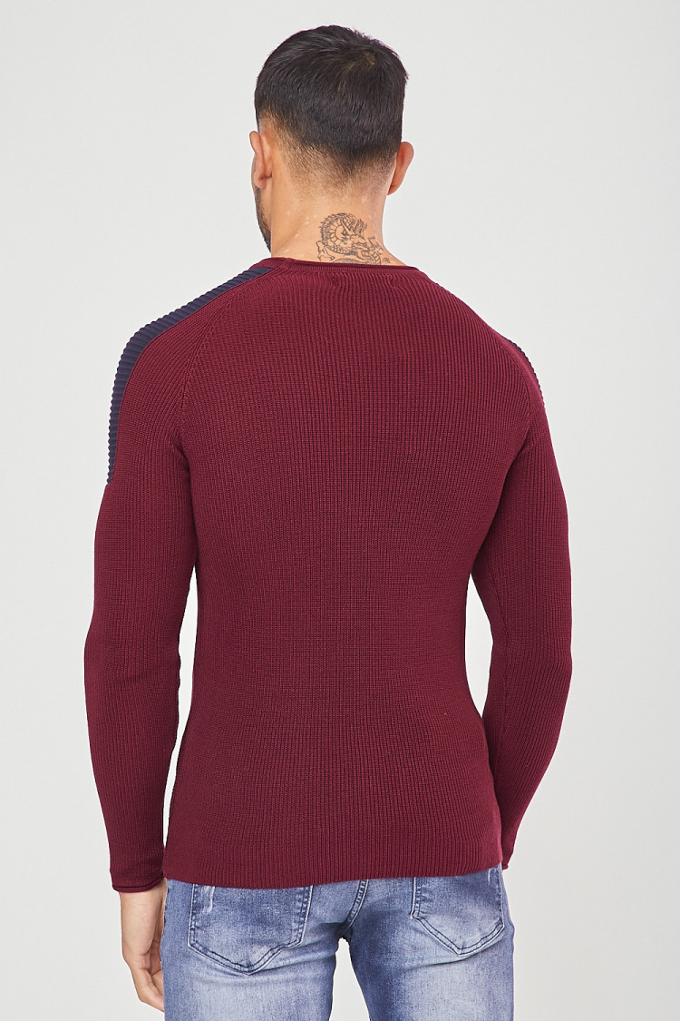 Pull fin bordeaux slim