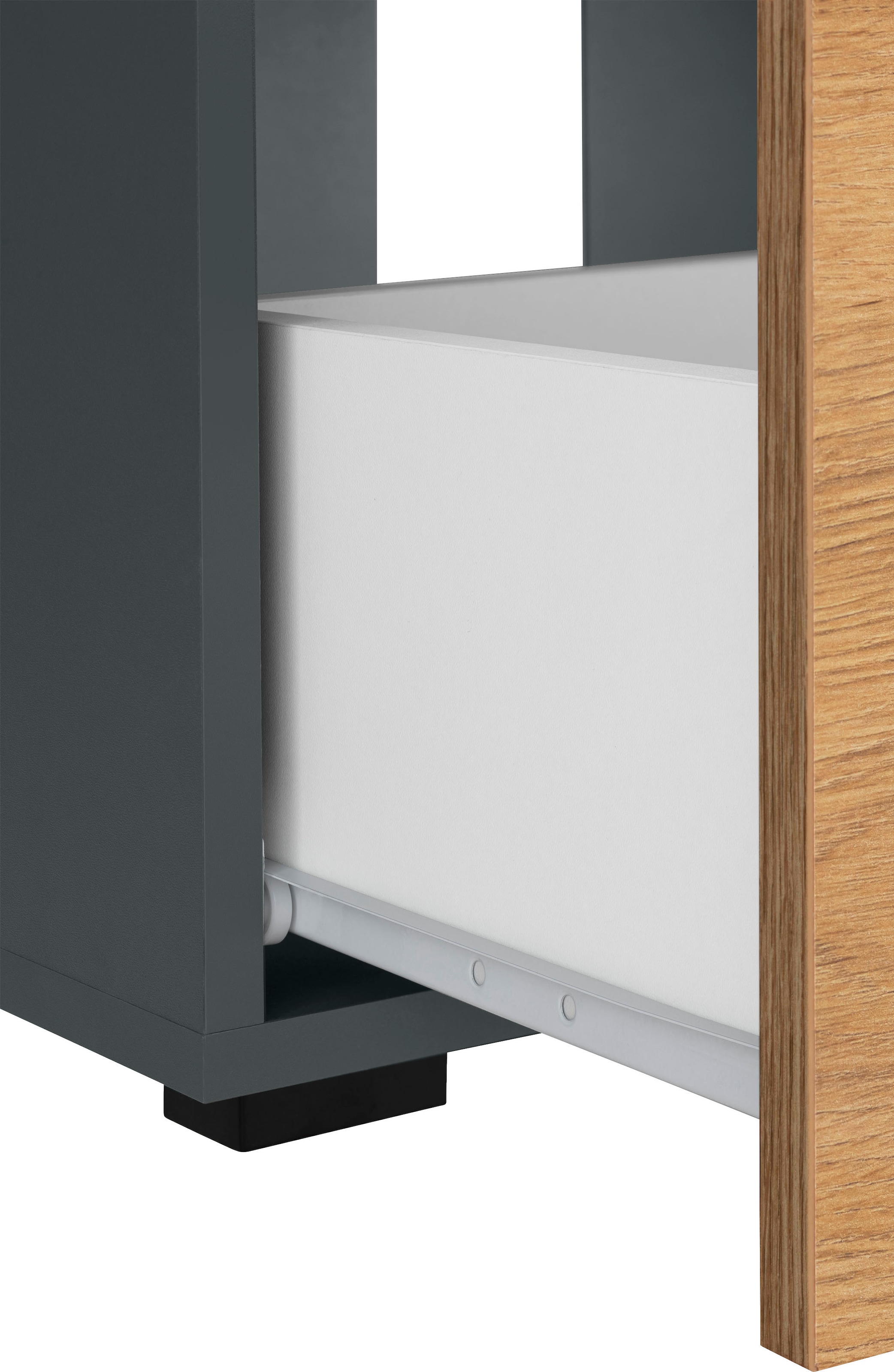 INOSIGN Waschbeckenunterschrank »Skara« mit Klappe und Schubkasten, schwarze Griffe, Breite 60 cm, Höhe 55 cm