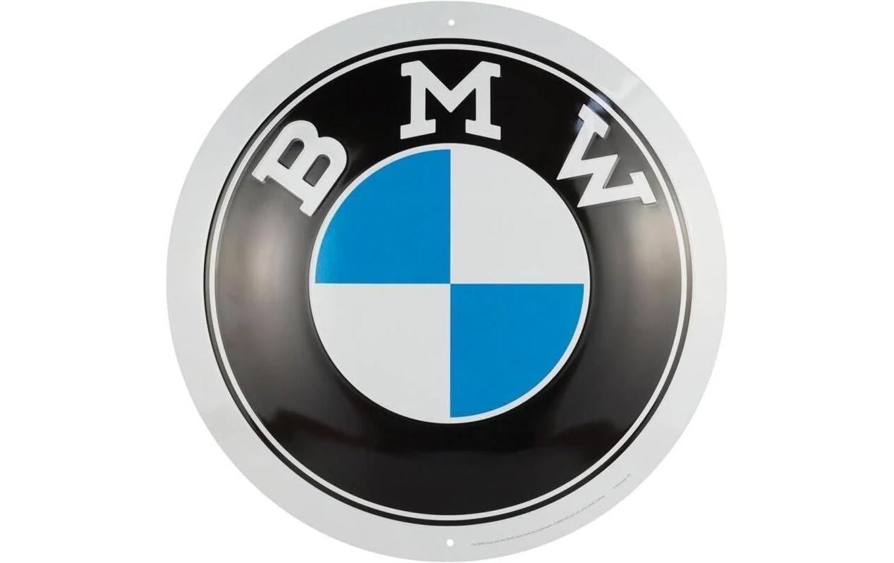 Schild BMW Blau/Schwarz/WeissRundes geprägtes Metallschild