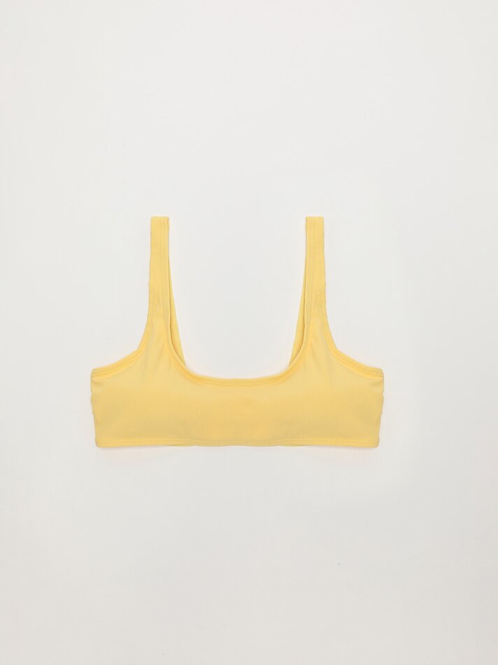Top de biquíni canelado - Tamanho Médio Amarelo