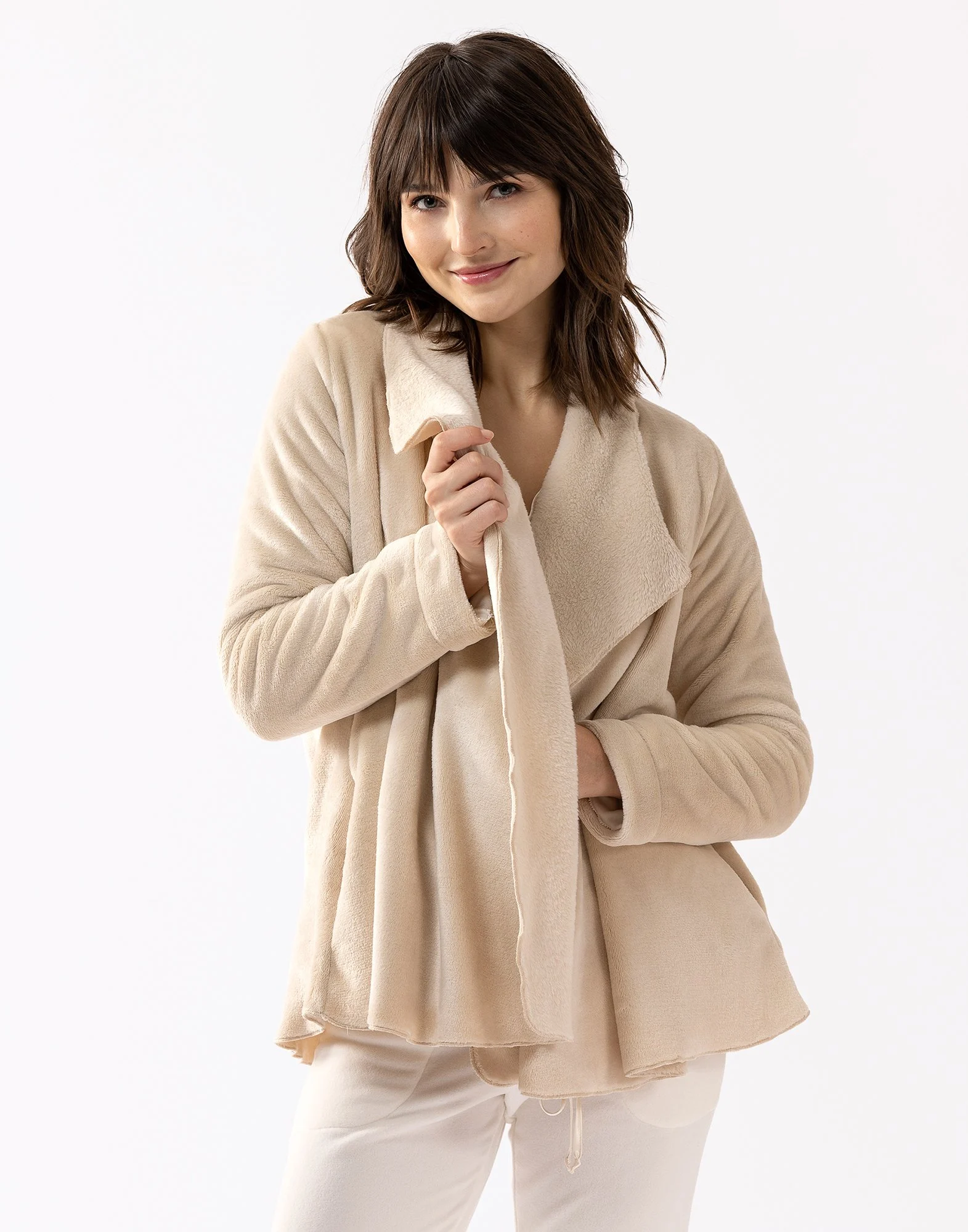 ESSENTIEL 873 - Veste en peluche flanelle | Beige