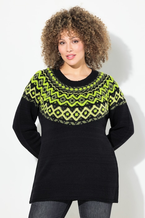 Pullover, Norwegermuster, Rundhals, Langarm