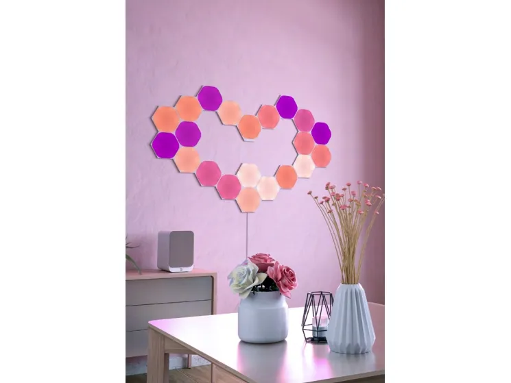 Nanoleaf Shapes Starter Kit - Trådløst belysningssæt - LED x 15 - 2 W - klasse G - RGBW-lys - 1200-6500 K - hexagon