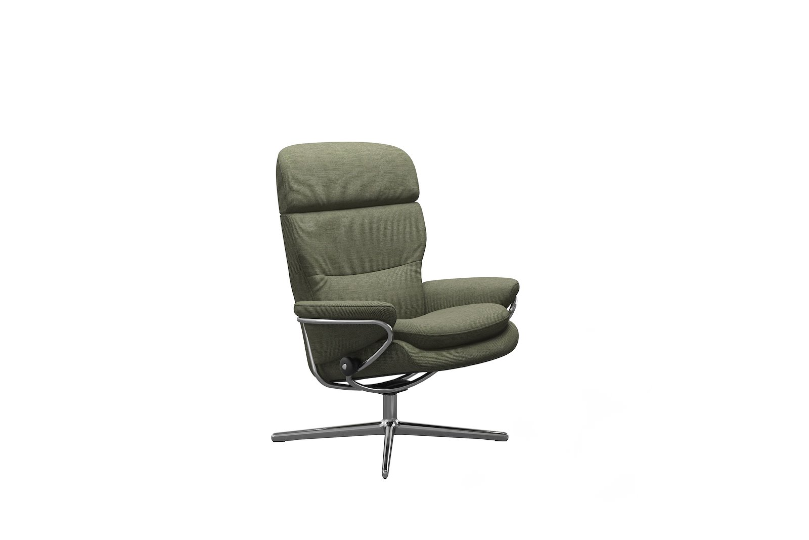 Rome lenestol Tekstil Jasmine Dark Green - Cross - Chrome
