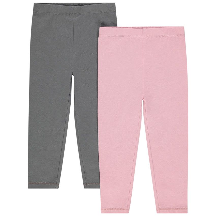 Lot de 2 leggings unis en coton bio - Rose