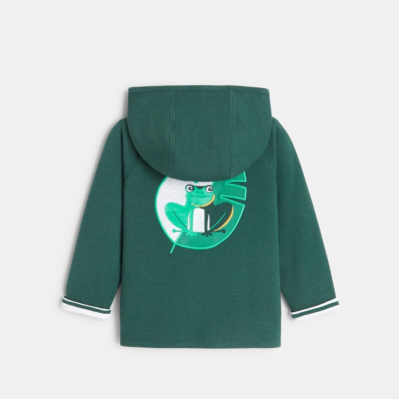 Sweat zippé à capuche réversible vert bébé garçon Vert