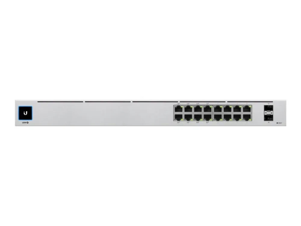Ubiquiti UniFi Switch USW-16-POE - Switch - Administreret - 16 x 10/100/1000 (8 PoE )   2 x Gigabit SFP (uplink) - desktop, monterbar på stativ - PoE  (42 W)