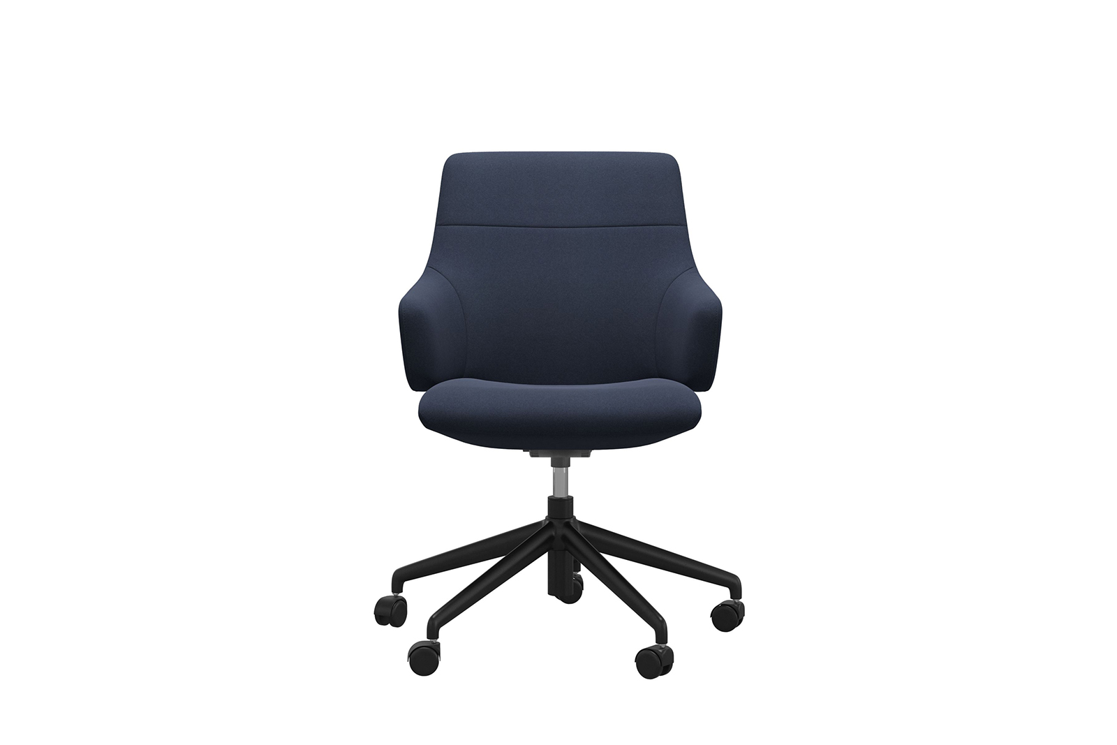 Chilli kontorstol Lav stol i tekstil Calido Dark Blue med arm og matt sort understell