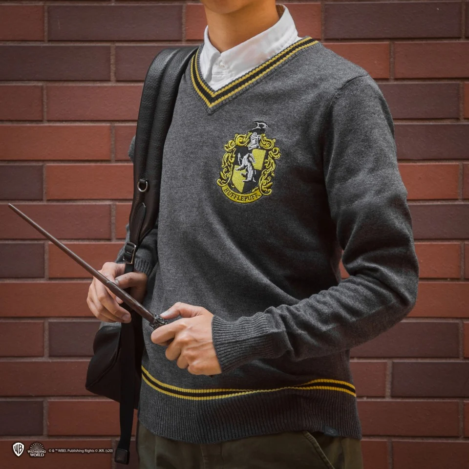 Harry Potter - Hufflepuff - Grå striktrøje - Small