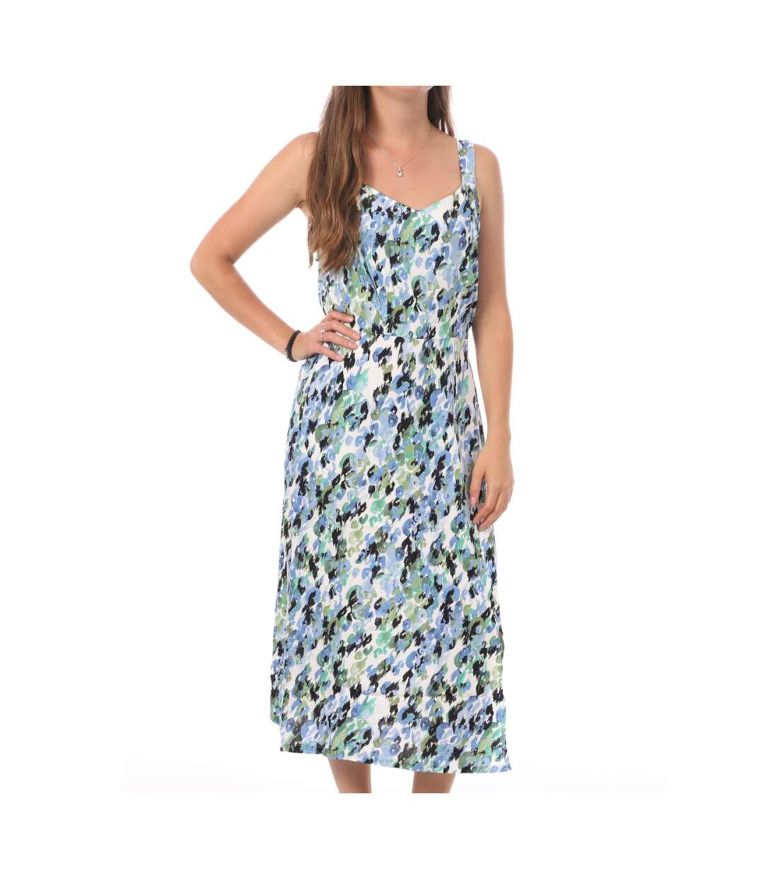 Robe Blanche/Bleu à Motifs Femme Vero Moda Easy Strap