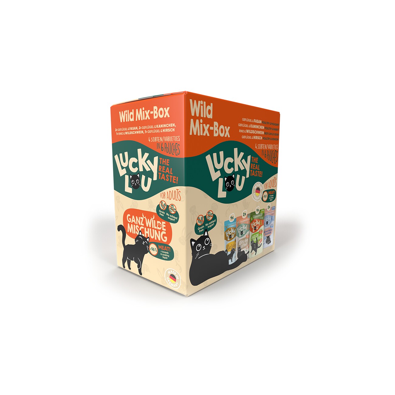 Lucky Lou Nassfutter Katze Adult Wild Mix-Box 6x125 g