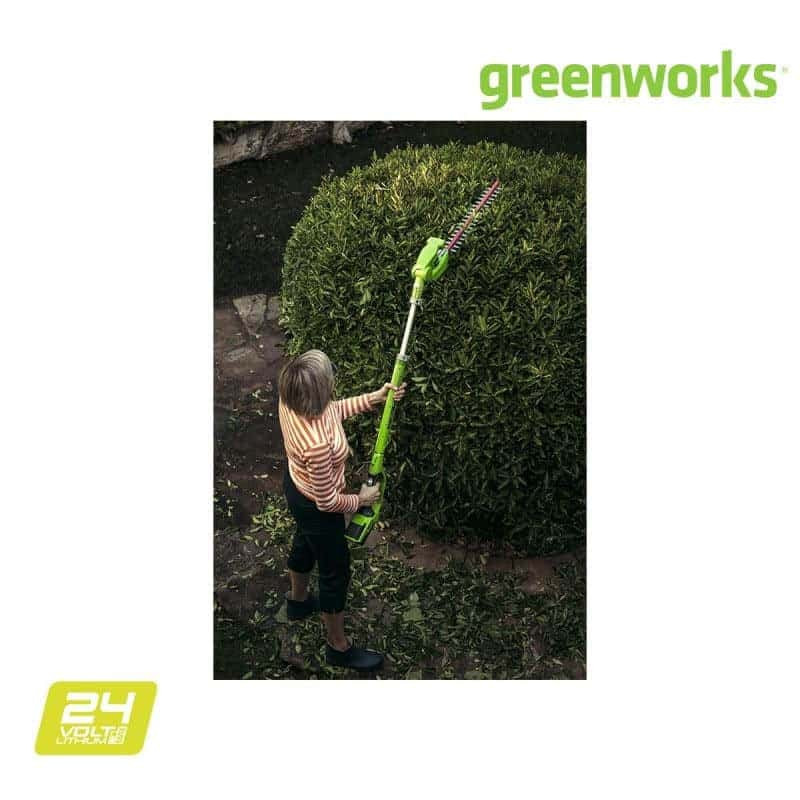 Taille-haies sur perche 51 cm greenworks 24v - 1 batterie 2.0 ah - 1 chargeur - g24ph51k2