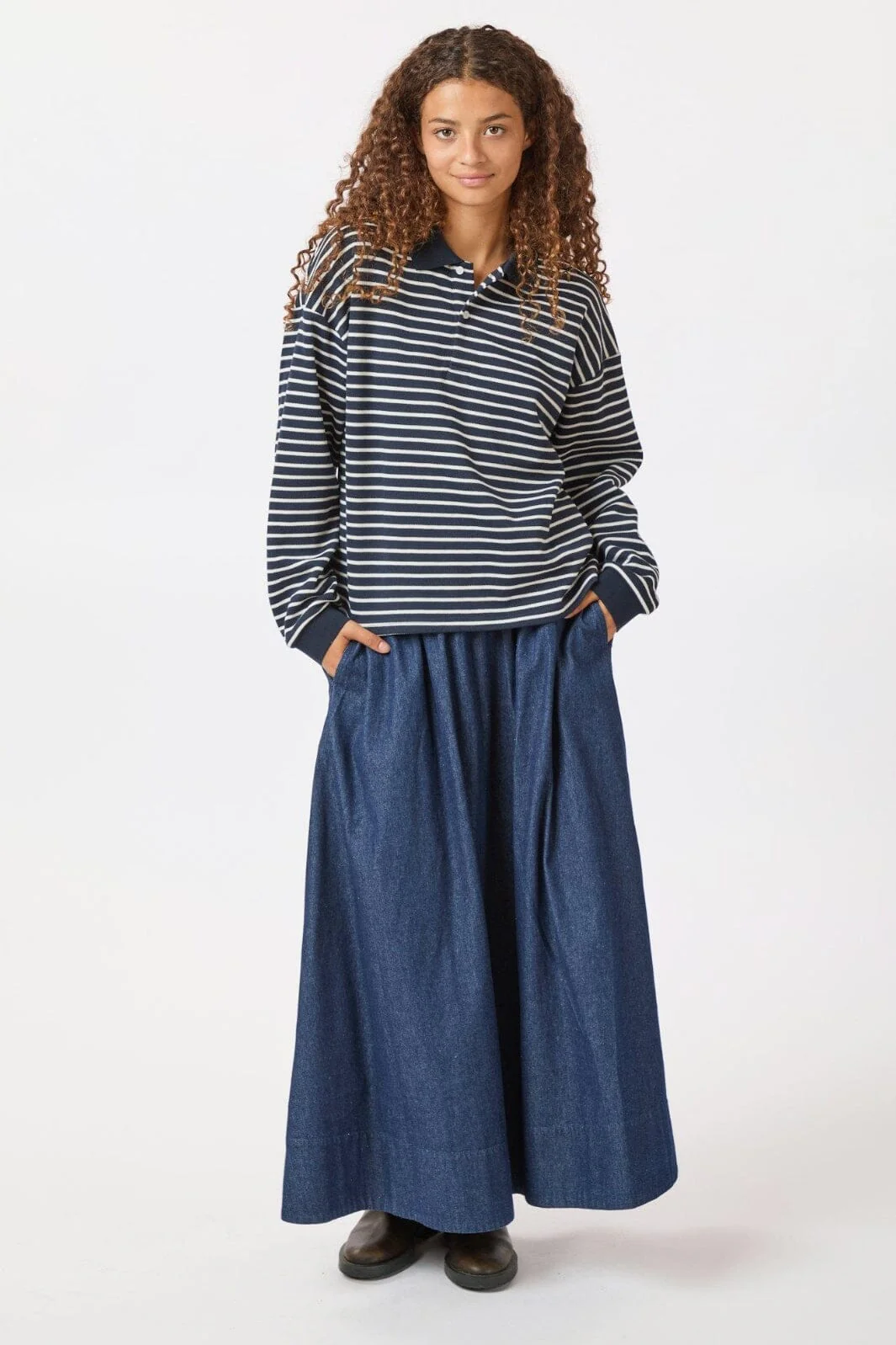 Neo Noir Yara Denim Long Skirt