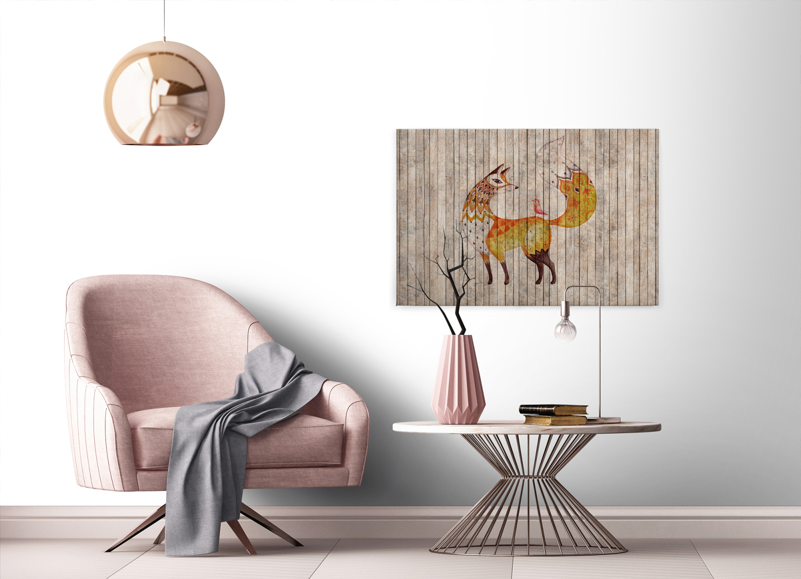 Leinwandbild FUCHS - braun-gelb - 90x60 cm