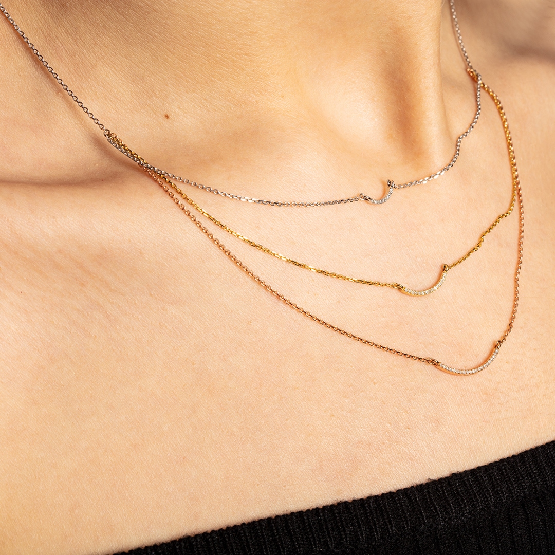 Collier mit Anhänger 750/18 K Tricolor mit Diamanten 0.12 ct H/si by CHRISTIAN