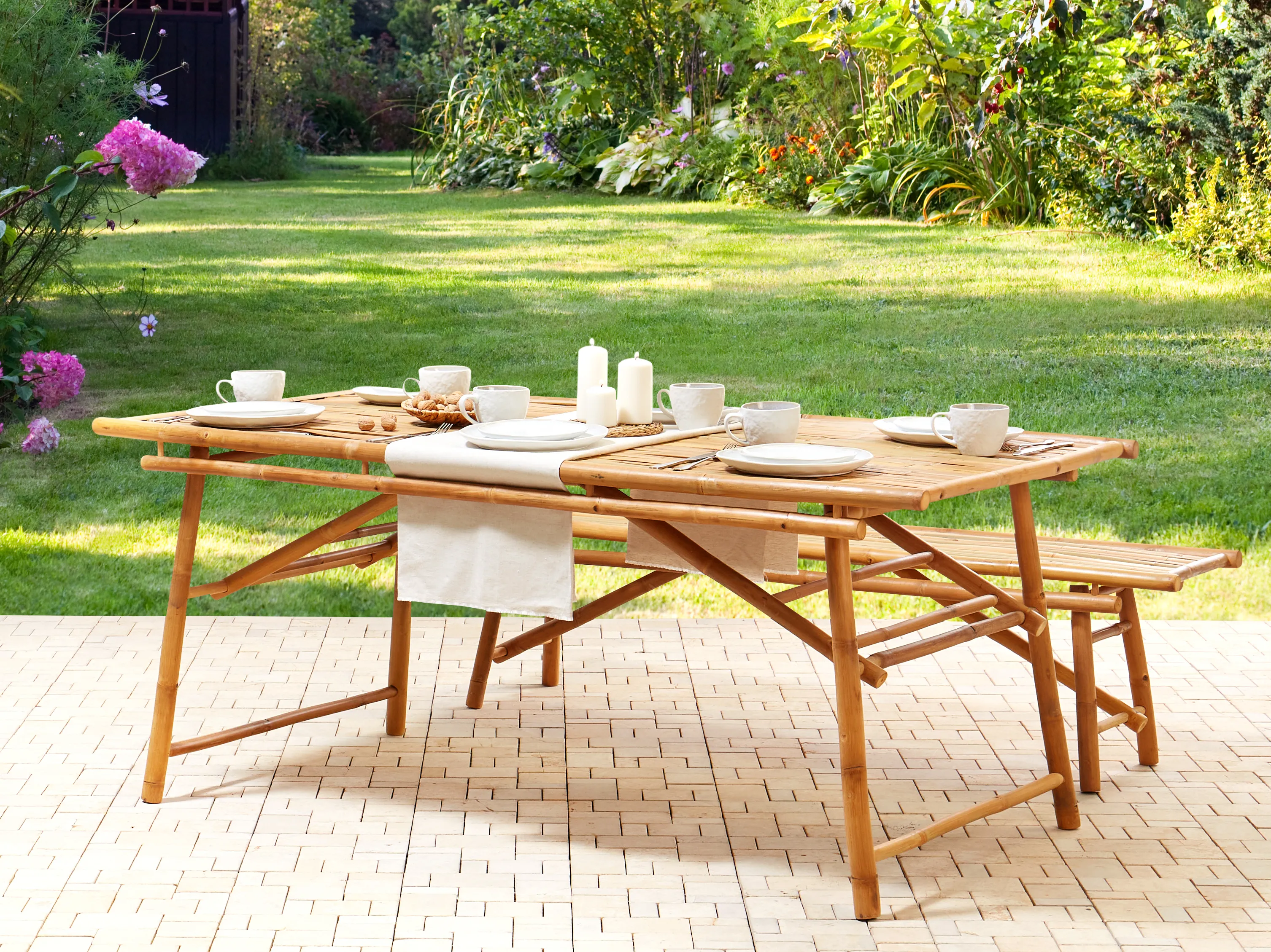 Tuin eettafel TINDARI 180 cm 90 cm Bamboehout Lichtbruin