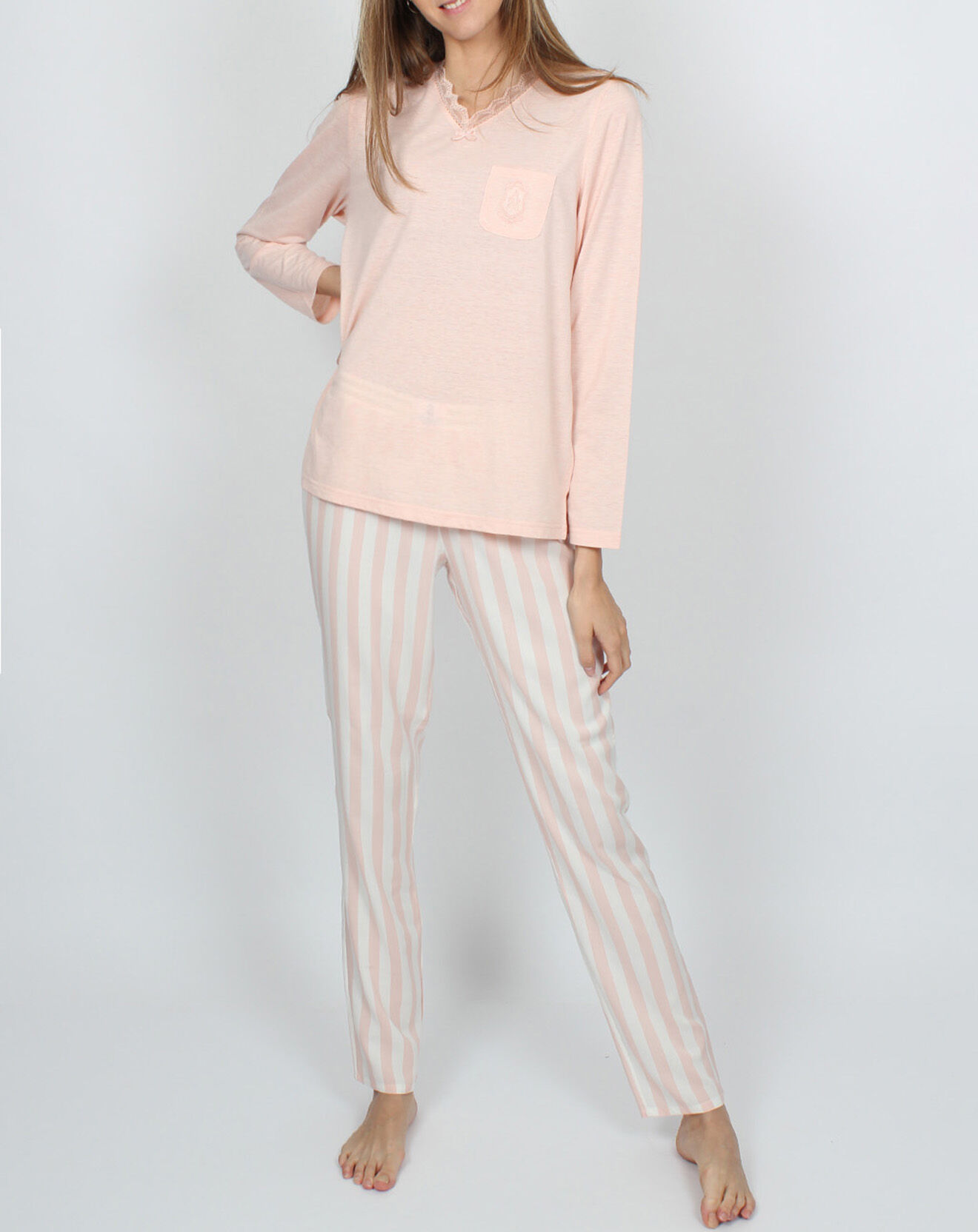 Admas Classic Pyjama Classic Tripes rose