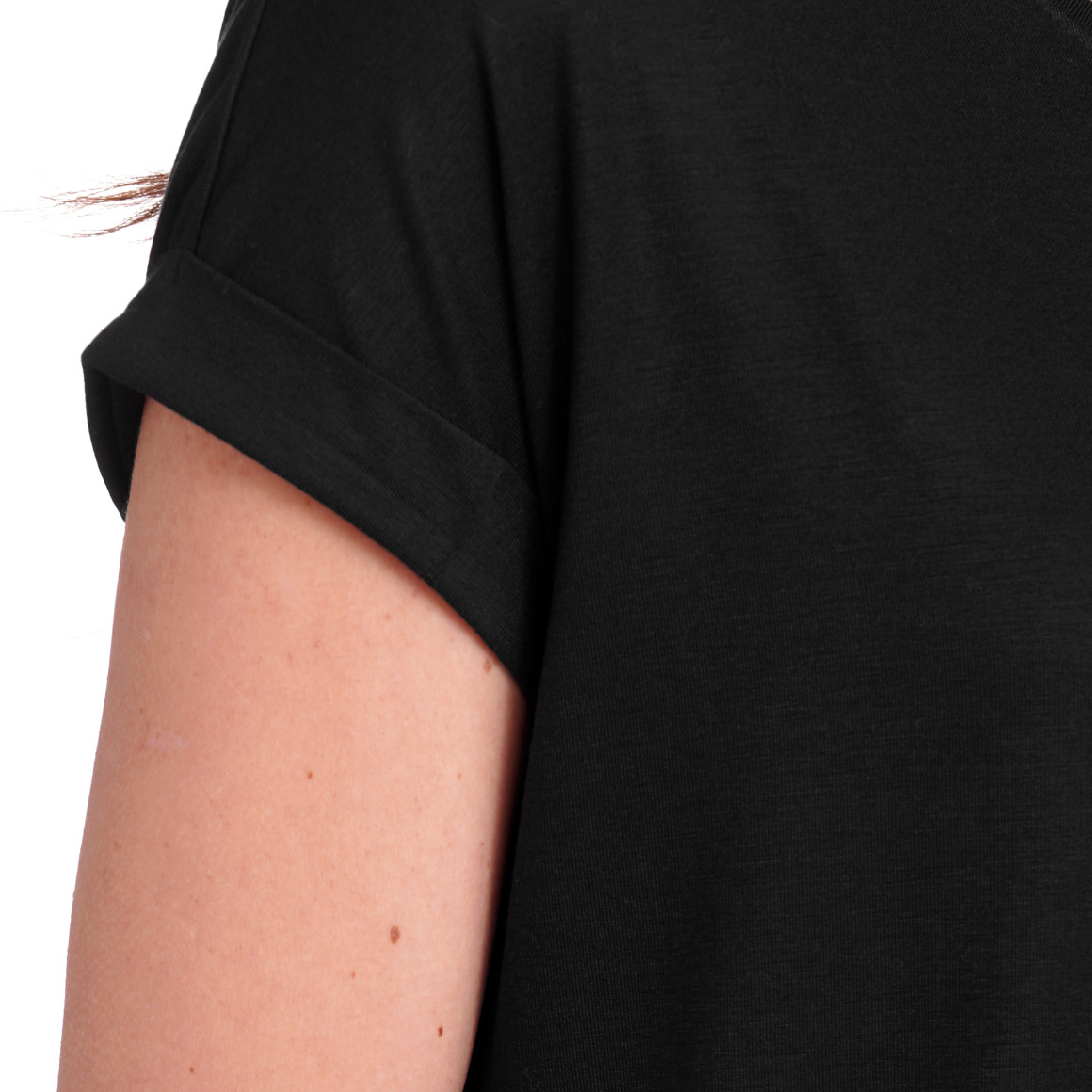 Gina Benotti Damen T-Shirt mit fixierten Turn-ups schwarz