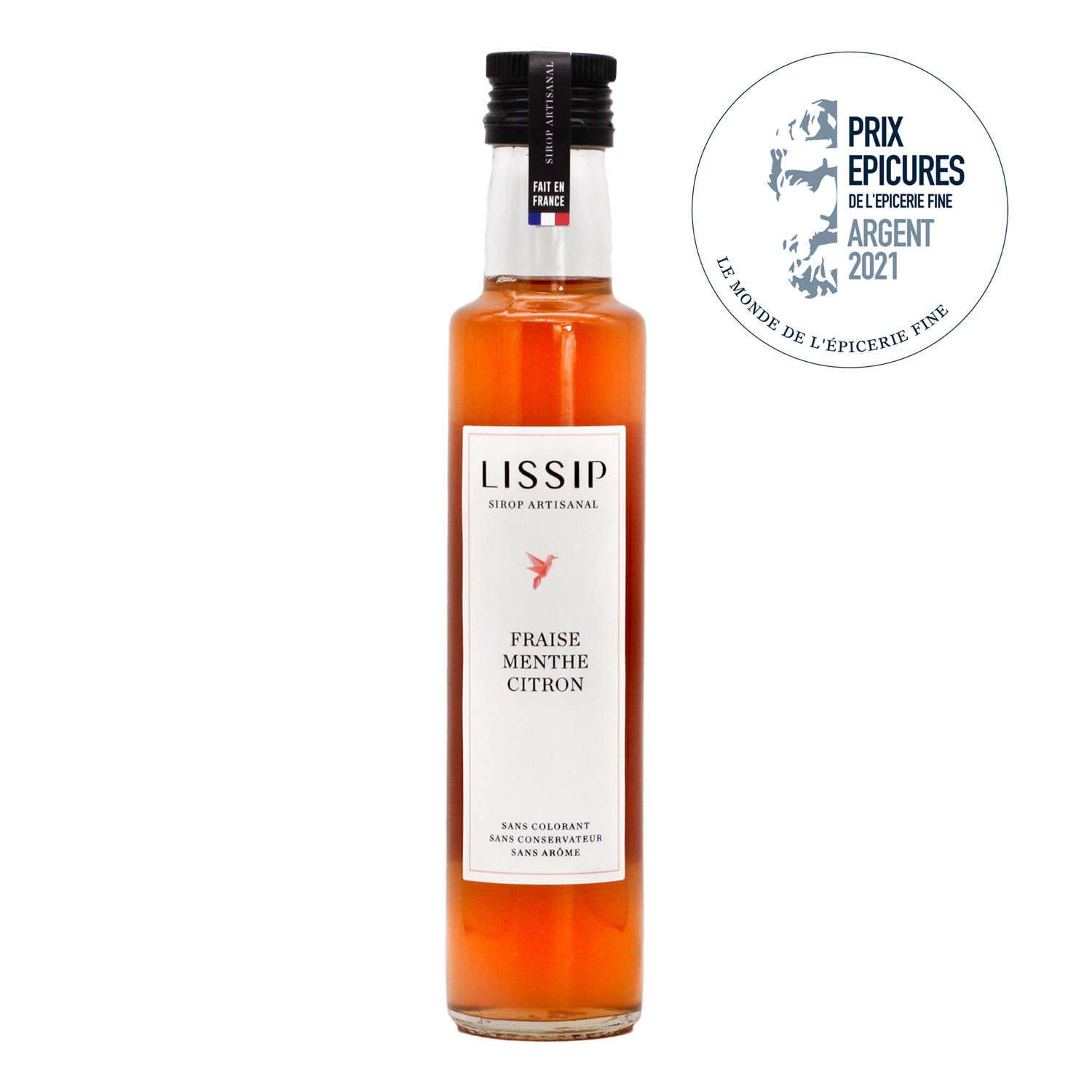 Sirop artisanal de fraise, menthe et citron
