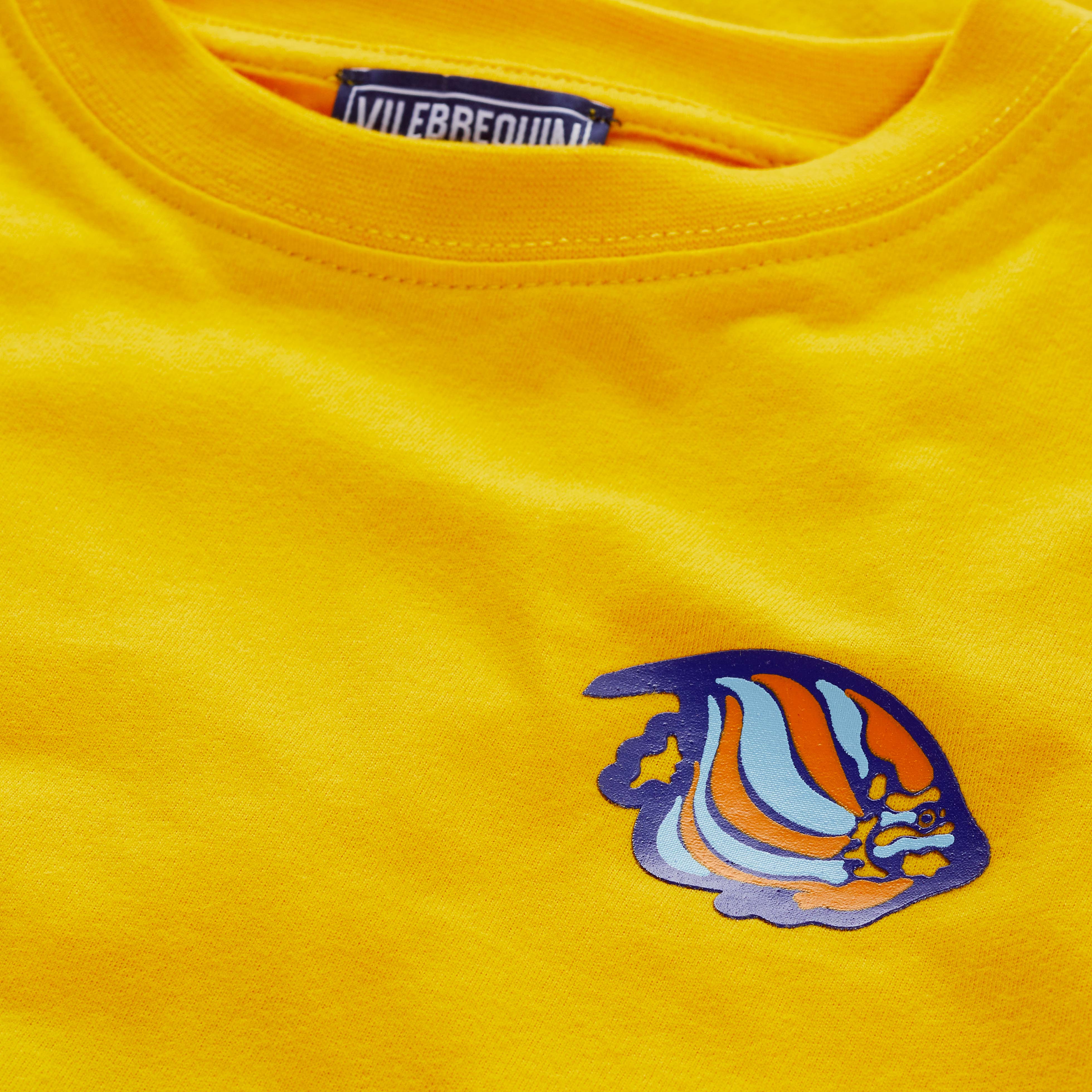 T-shirt en coton garçon fish logo en gomme au dos