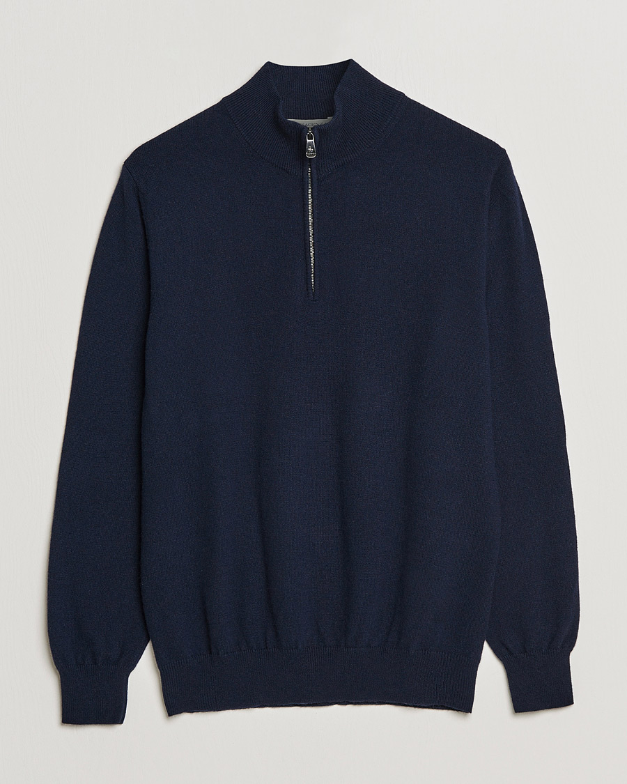 Piacenza Cashmere Cashmere Half Zip Sweater Navy