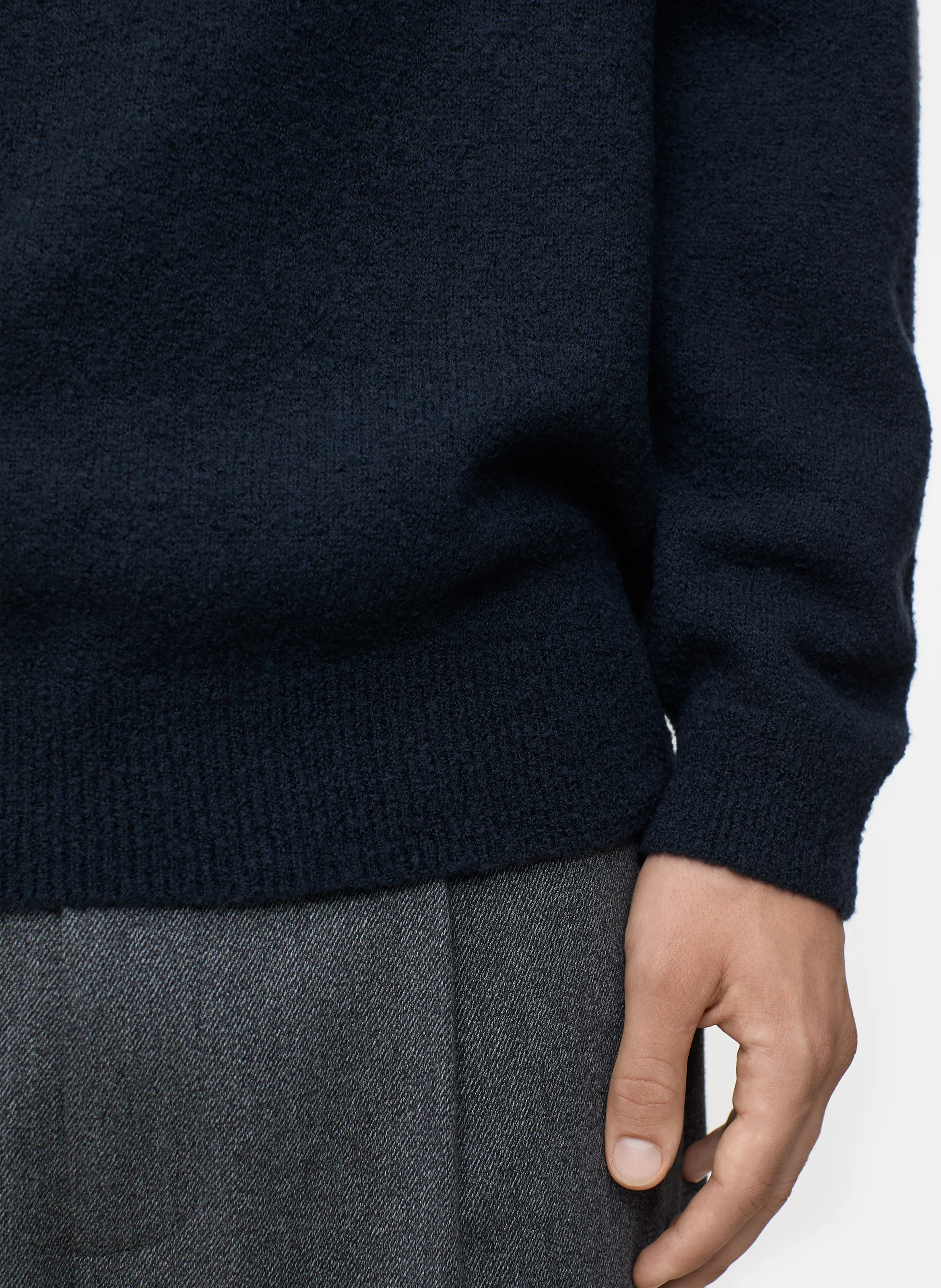 Pull col rond en laine mélangée | Bleu