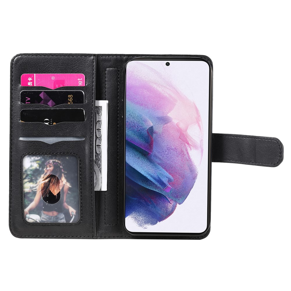 Samsung Galaxy S22 5G Leder Wallet Etui Tasche mit 10 Kartenfächern -  Schwarz