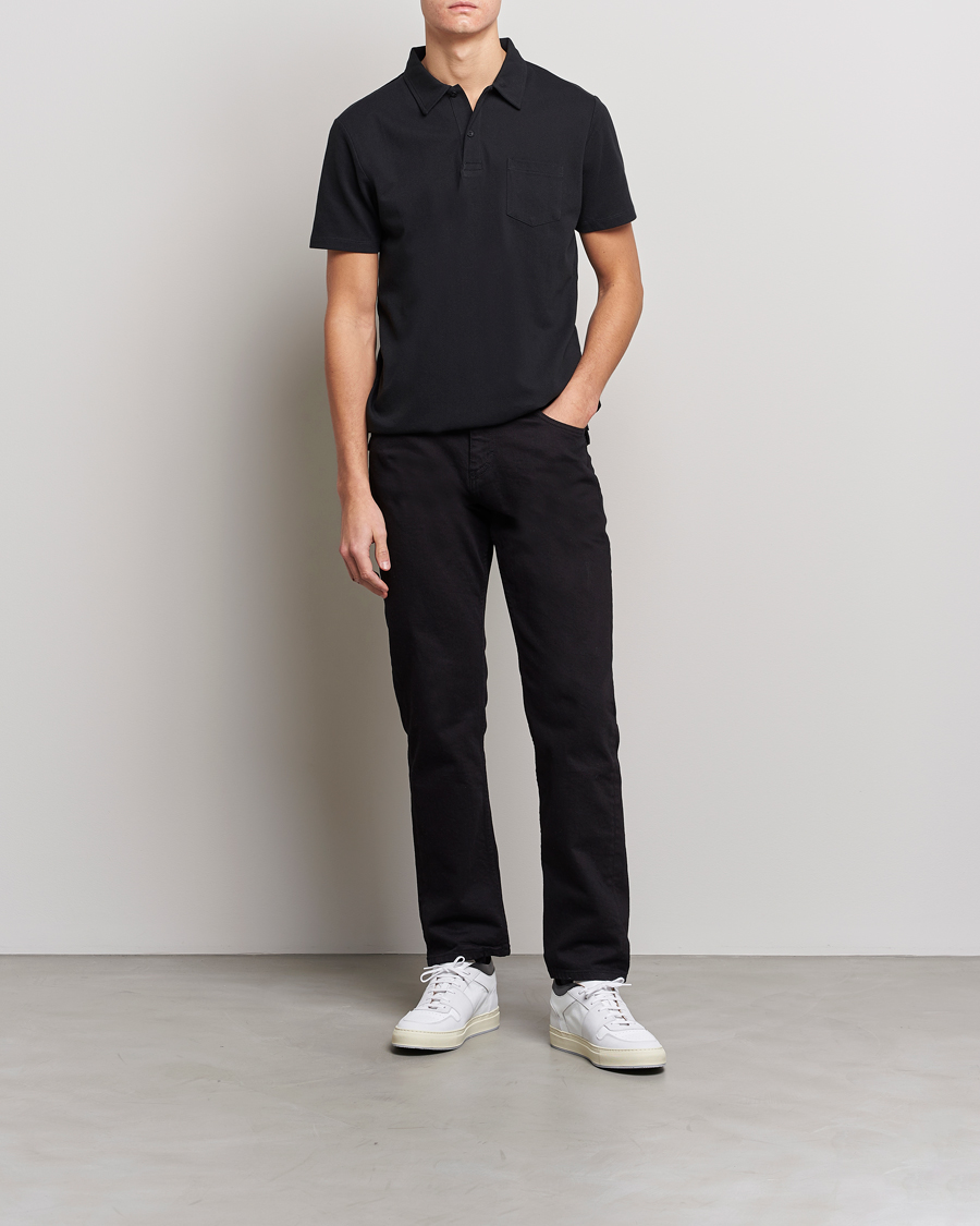 Sunspel Riviera Polo Shirt Black