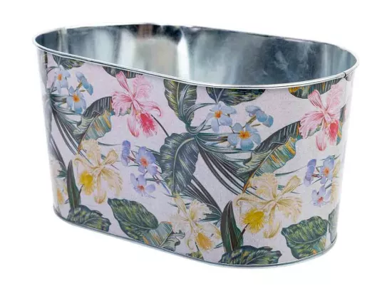 Panier en métal imprimé fleurs 22,5x13,7x11,3 B20x11
