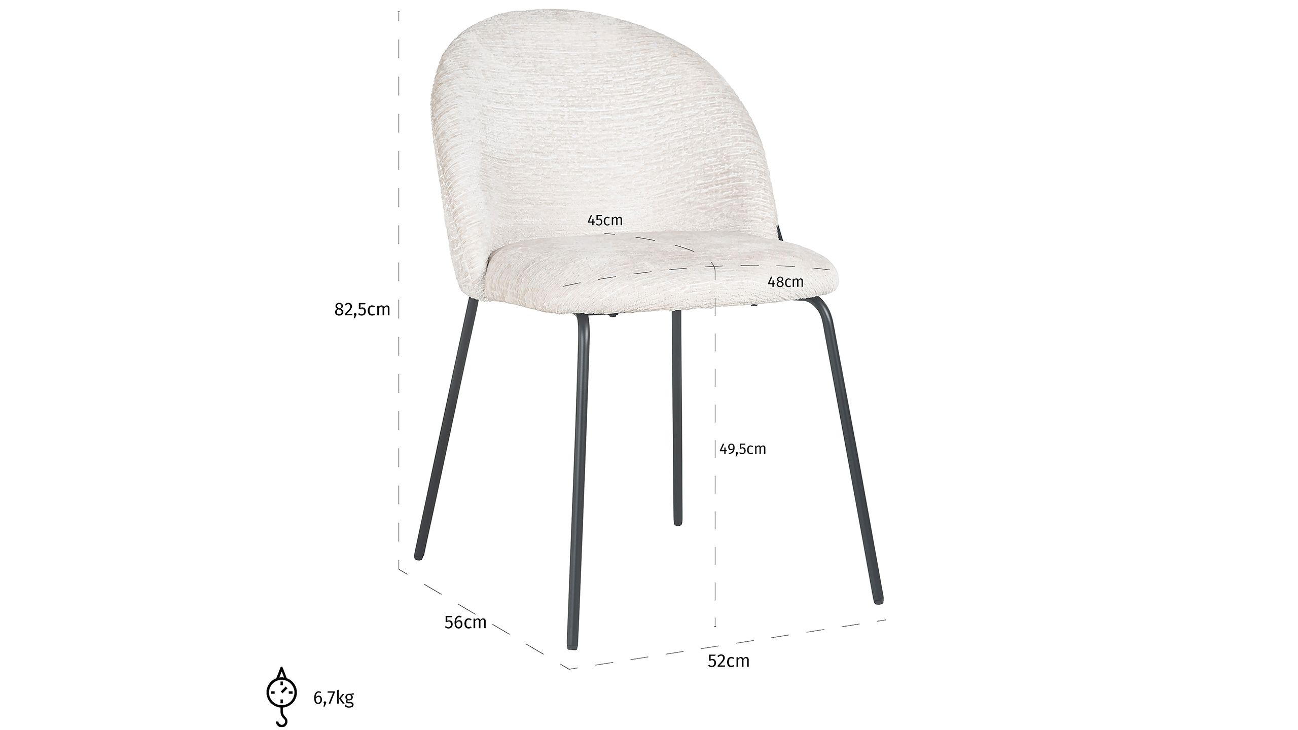 Eetkamerstoel 211212 Cream Fusion Alyssa B52 x D56 x H82.5 cm