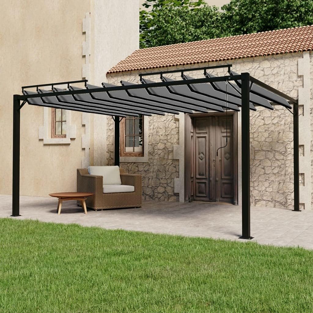 Garten Pavillon Pergola mit Lamellendach 3x4 m Anthrazit Stoff und Aluminium