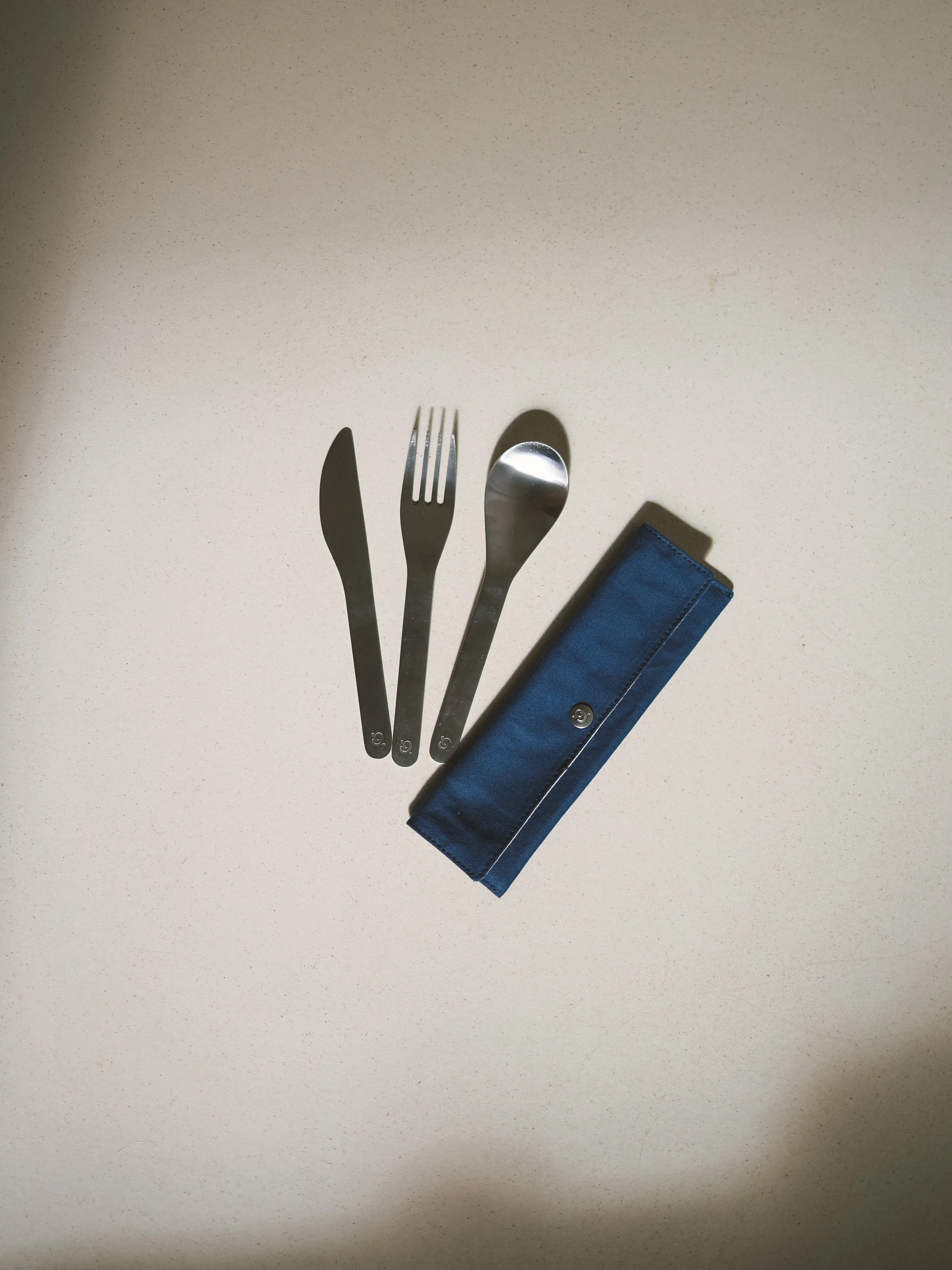 Set de 3 couverts en inox Granite Bleu - Qwetch
