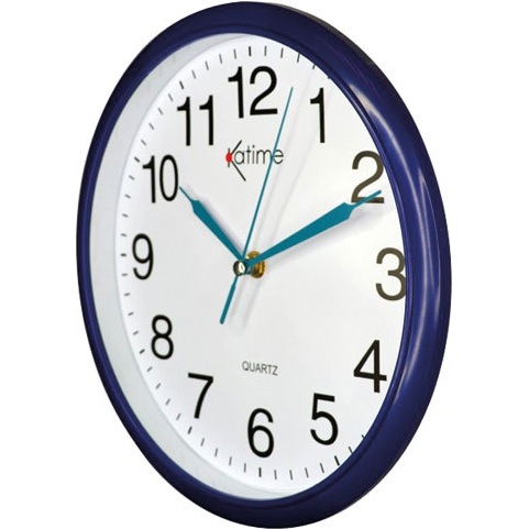 Pendule à quartz - murale - D : 26 cm - coloris assortis